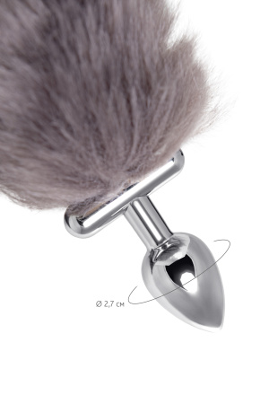 Анальная втулка с хвостом и ушки TOYFA Metall, серебристая, 44.4 см