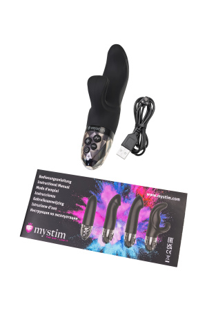 Вибратор Mystim Hop Hop Bob с электростимуляцией, силикон, черный, 16,5 см